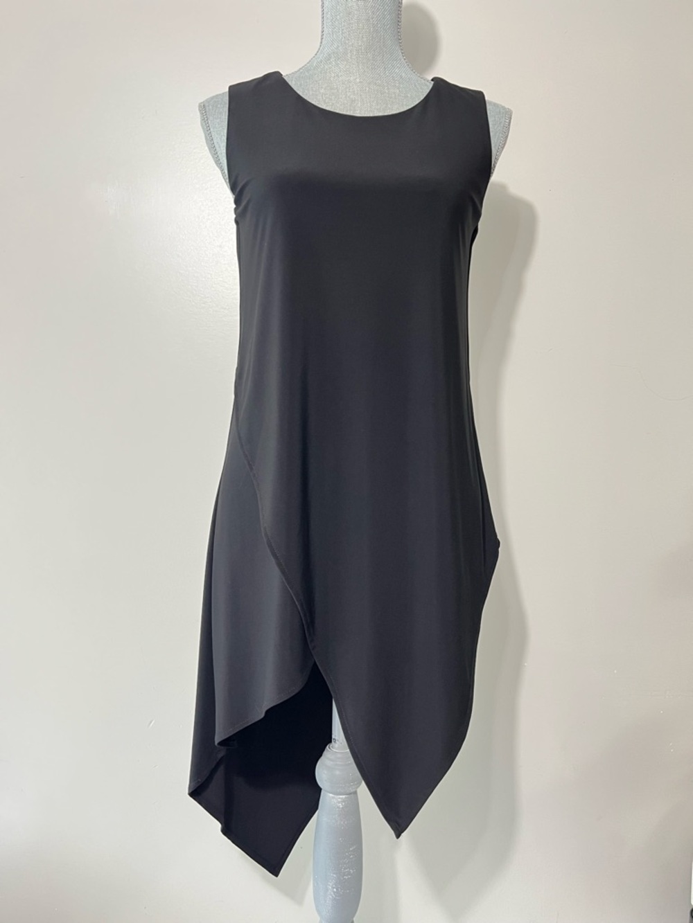 Joseph Ribkoff Tunic Dress Size 4 Black Sleeveless Stretchy Asymmetric Chic Top